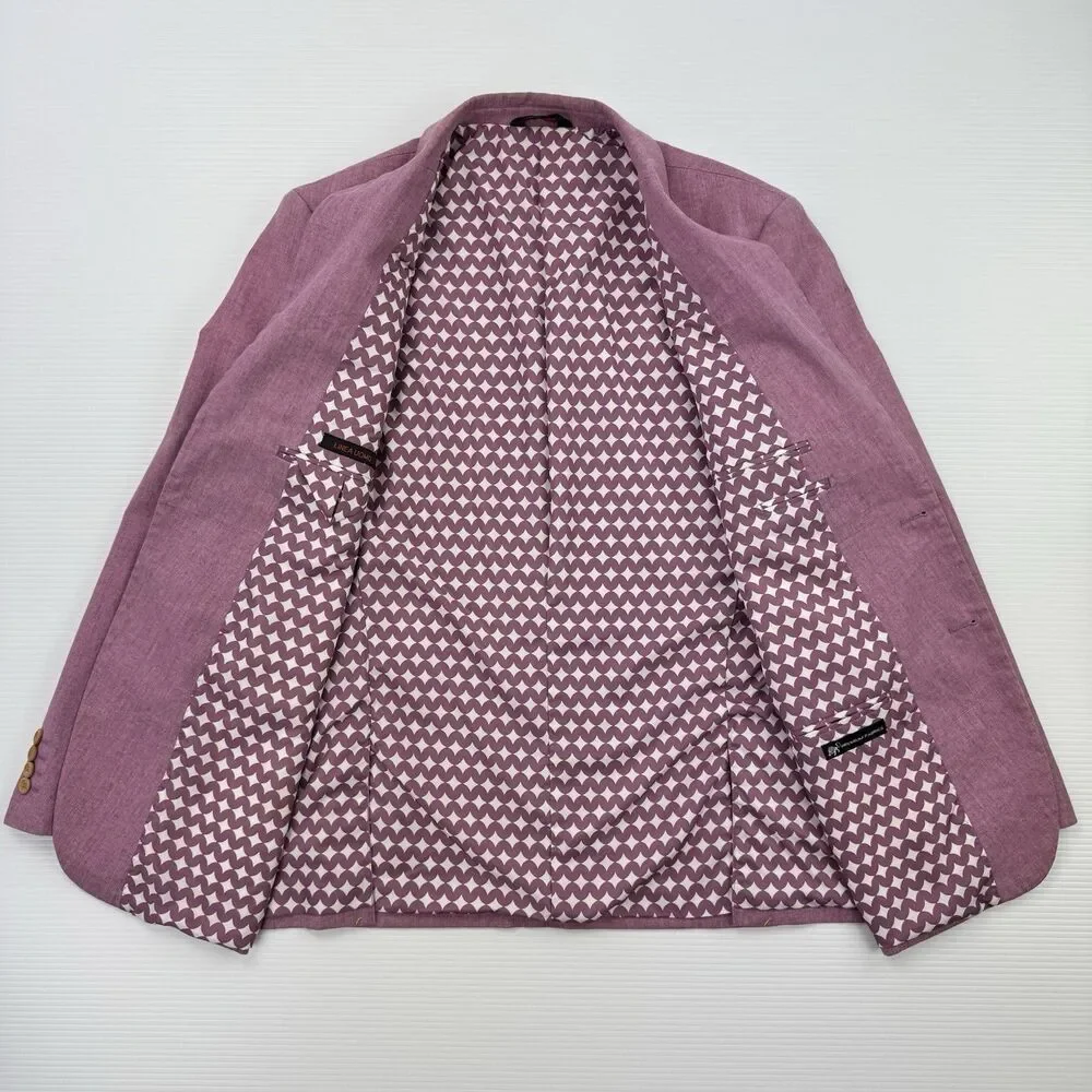 Linea Uomo 44R Dusty Pink Linen Blend Sport Coat Blazer Casual Jacket 44 Regular